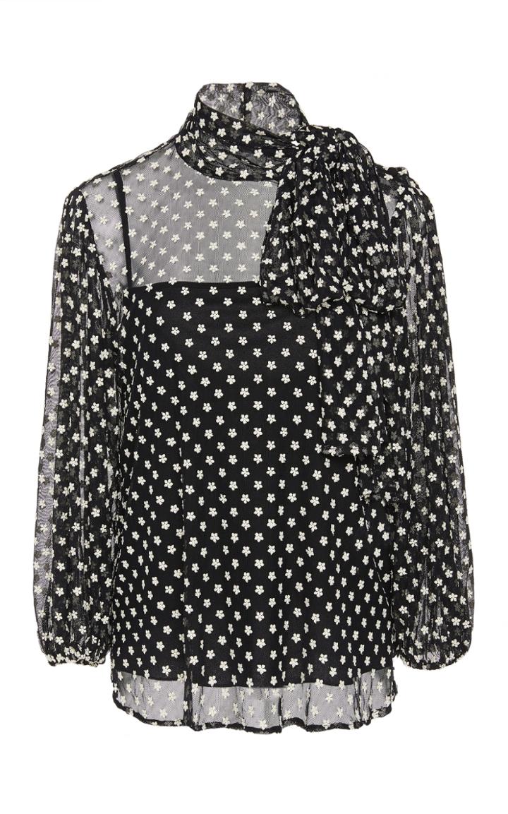 Red Valentino Embroidered Tulle Blouse