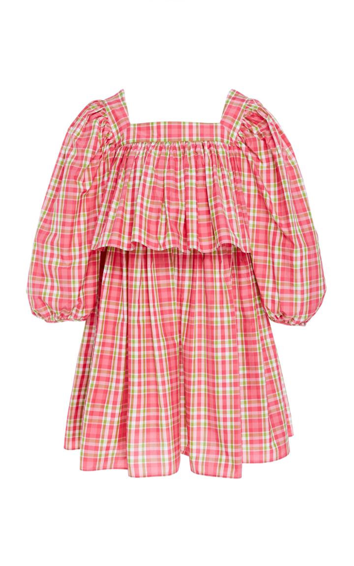 Michael Kors Collection Puff Sleeve Silk Cotton Blend Dress