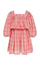 Michael Kors Collection Puff Sleeve Silk Cotton Blend Dress