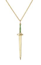 Moda Operandi Dru. 14k Yellow Gold Large Emerald Dagger Necklace