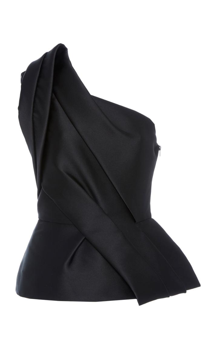 Monique Lhuillier One Shoulder Peplum Top