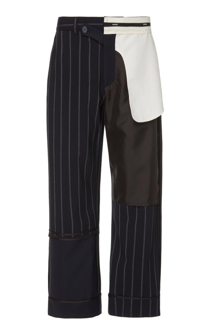 Monse Pinstripe Wool-blend Patchwork Pant