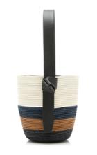 Cesta Collective Lunchpail Leather-trimmed Striped Sisal Bag