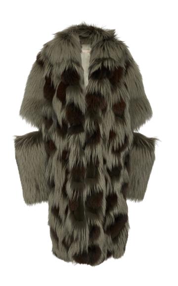 Michael Kors Collection Leopard Intarsia Fur Duffle Coat
