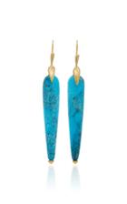 Annette Ferdinandsen Large Simple Bird 18k Gold Turquoise Earrings