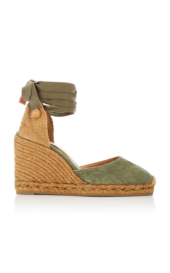 Castaer Carina Tie Canvas Espadrille Wedge Sandals