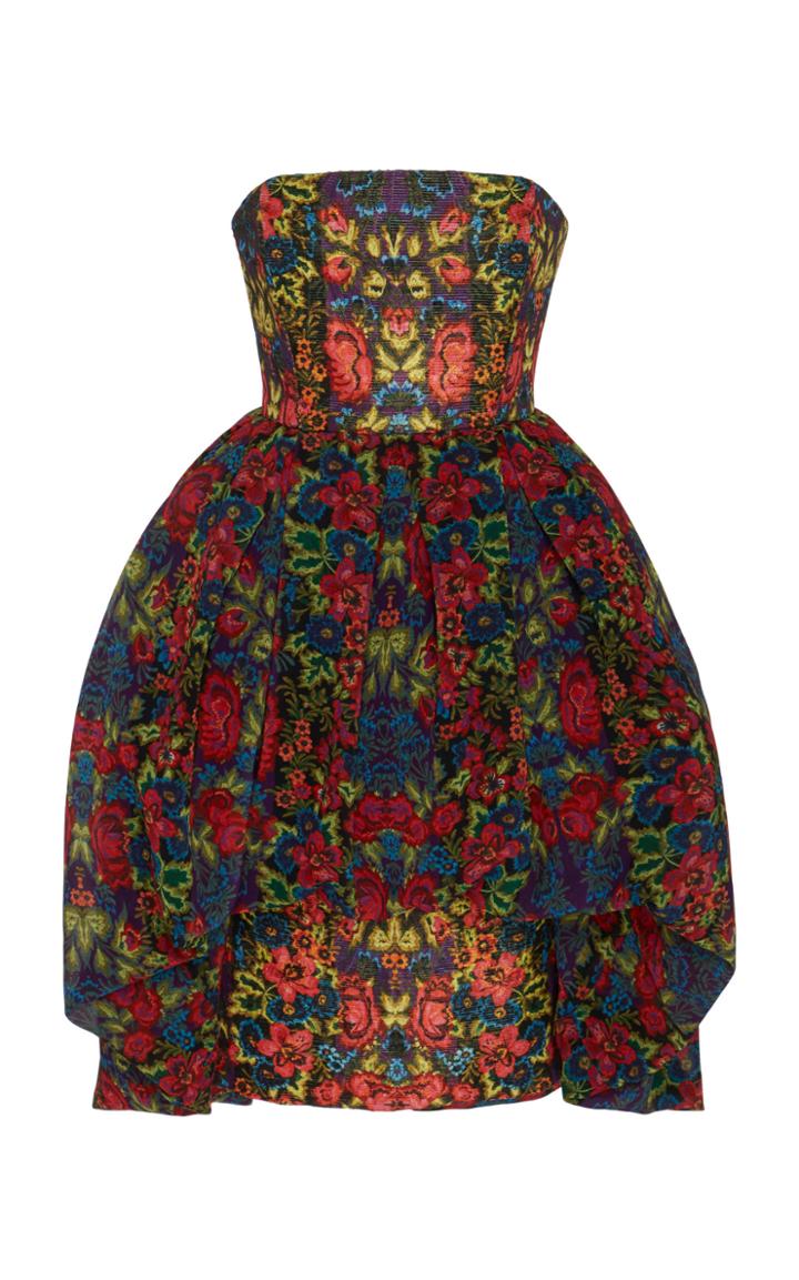 Anna Sui Kaleidoscope Striped Metallic Jacquard Balloon Dress