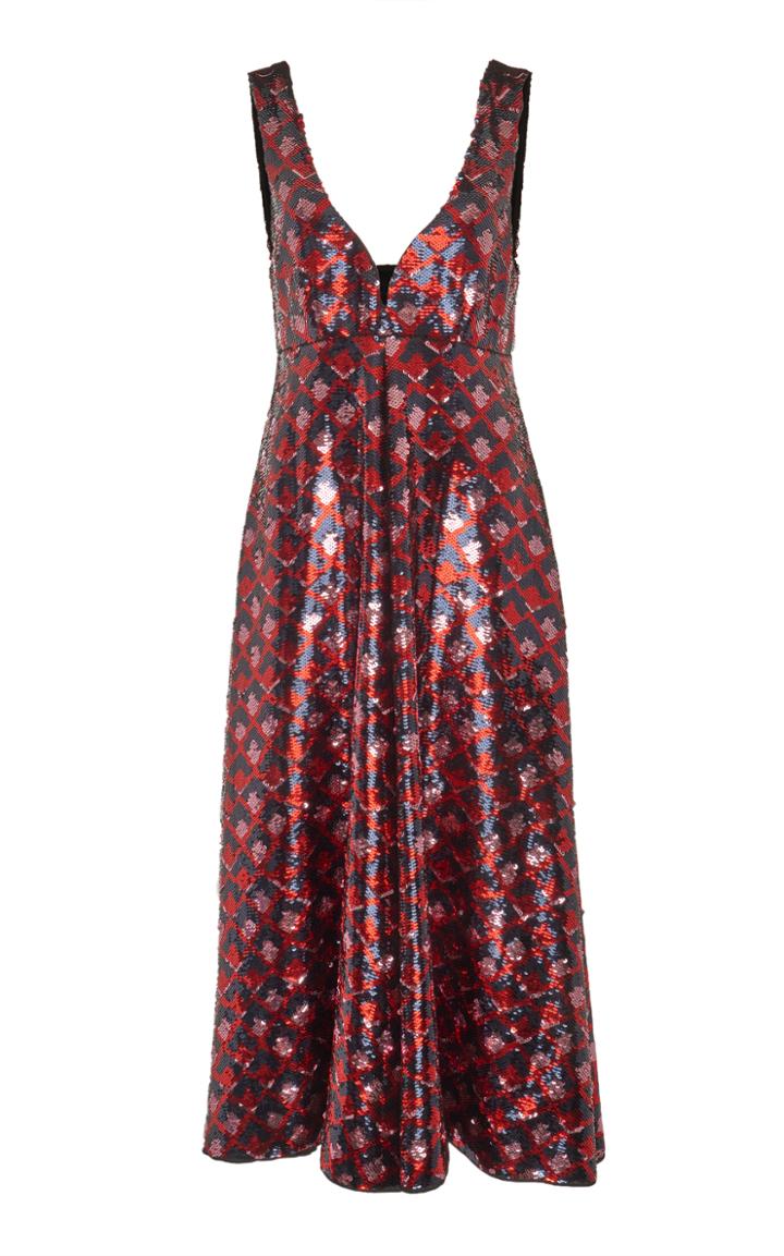 Rochas V-neck Sequin Dress