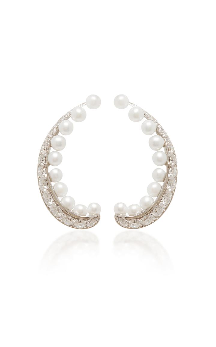 David Morris Pearl Rose Earrings