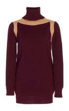 Victoria Beckham Cashmere Contrast Panel Rib Knit Sweater