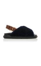 Marni Shearling-accented Leather Sandals