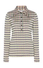 Moda Operandi Victoria Beckham Plaid Cotton-blend Polo Top Size: S