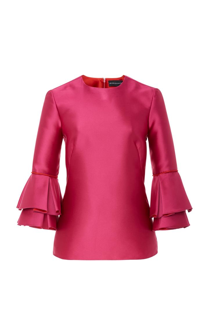Brandon Maxwell Bell Sleeve Satin Top