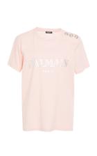 Balmain Button-embellished Printed Cotton-jersey T-shirt