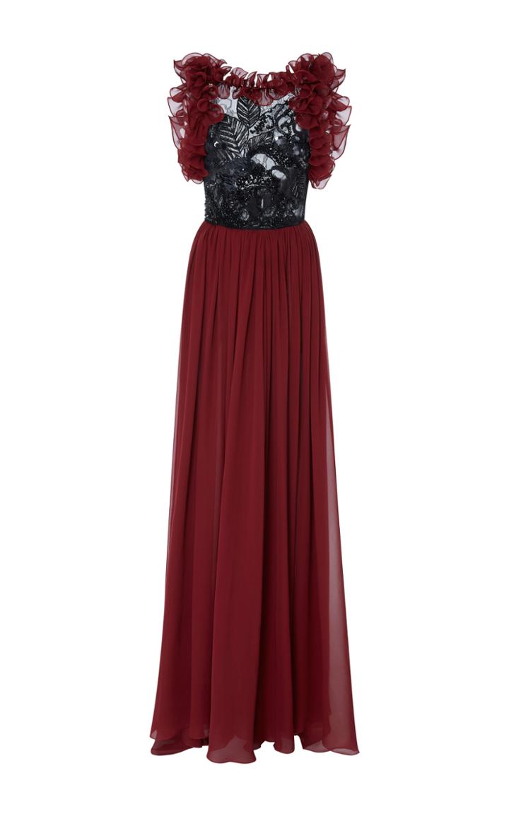 Elie Saab Backless Gown With Ruffles