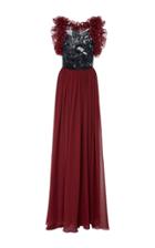 Elie Saab Backless Gown With Ruffles