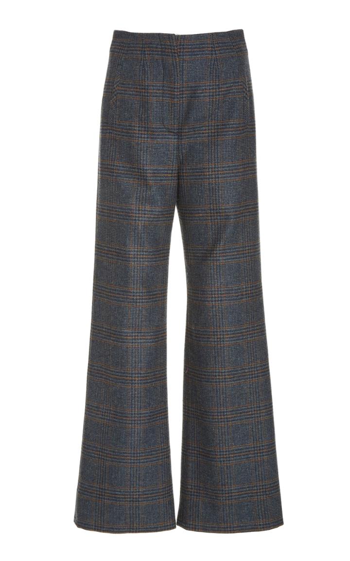 Moda Operandi Veronica Beard Dova Plaid Wool Cropped Flared-leg Trousers