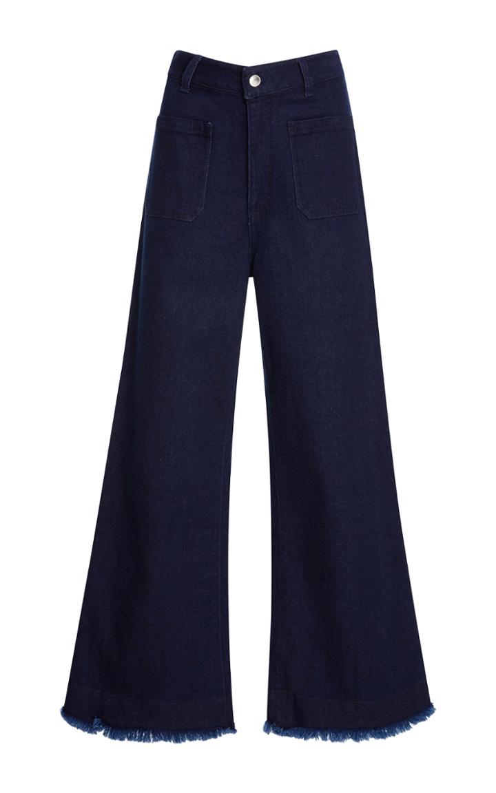 Maison Pre Frayed Cropped Flare Jeans