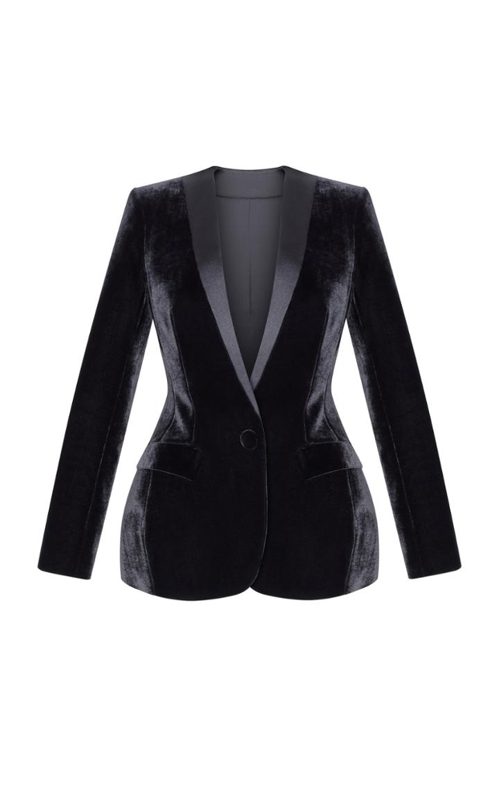 Rasario Silk-blend Velvet Blazer With Satin Lapel