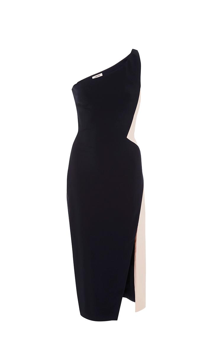 Cushnie Et Ochs One Shoulder Color Blocked Cocktail Dress