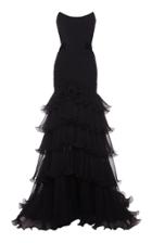Moda Operandi Alberta Ferretti Tiered Strapless Ruffle Silk Gown