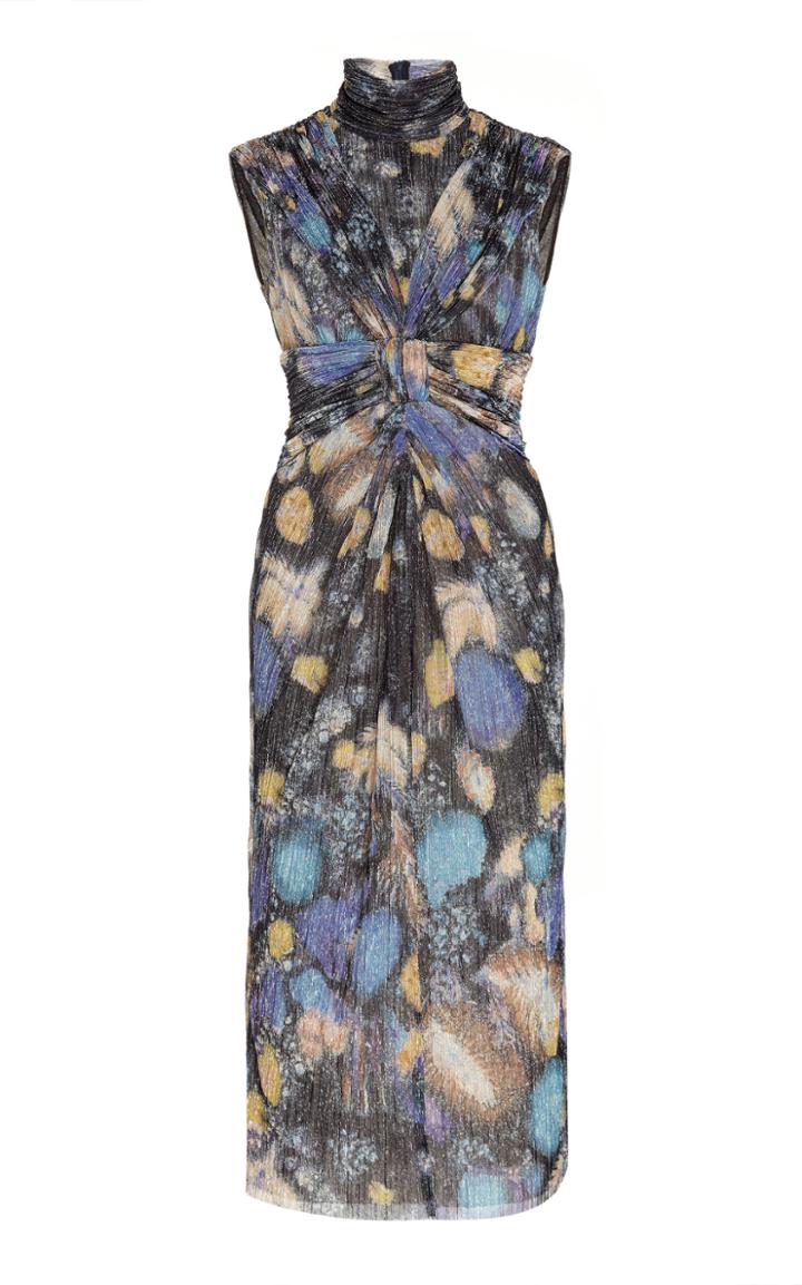 Peter Pilotto Printed Metallic Jersey Twist Midi Dress