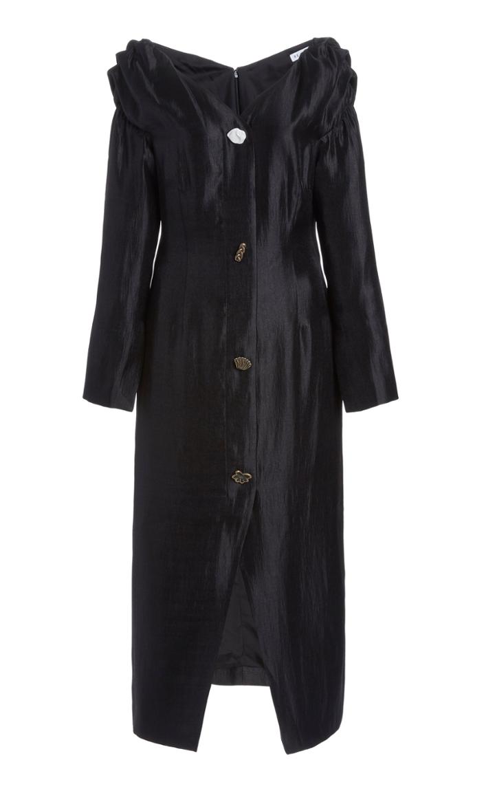 Rejina Pyo Tomi Button-detailed Silk Off-the-shoulder Midi Dress