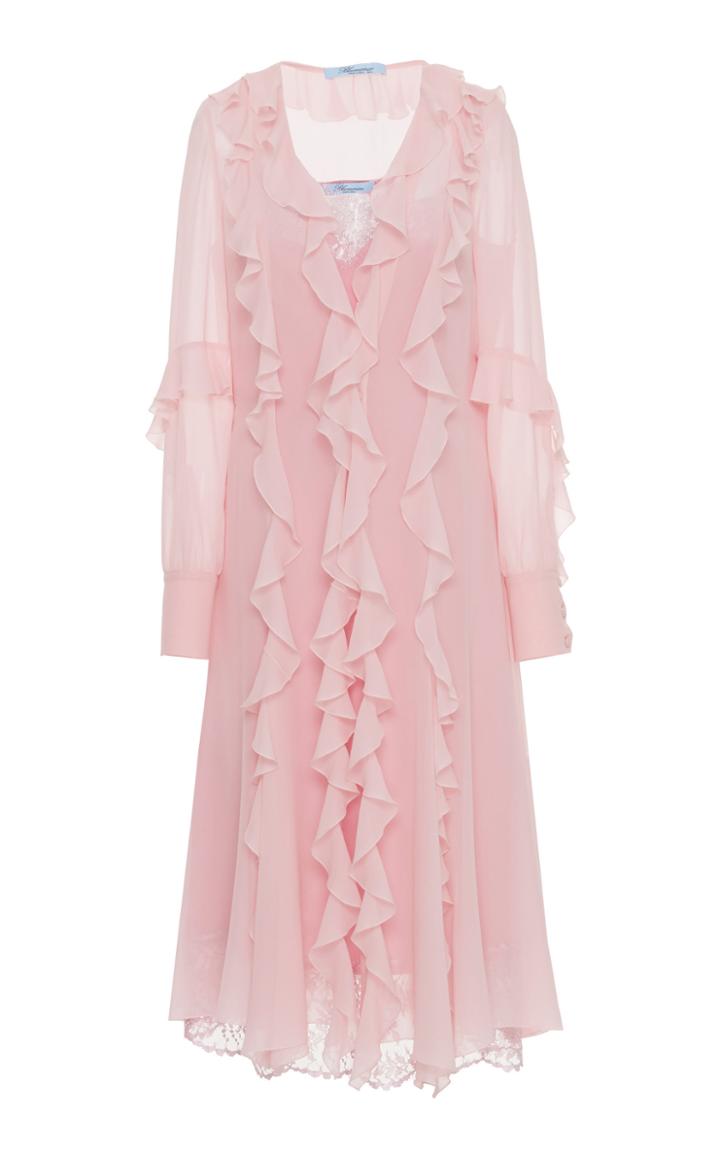 Blumarine Ruffle Silk Midi Dress