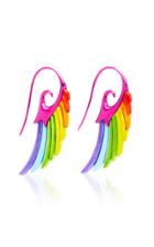 Noor Fares Fuchsia Mulri Wing Earrings