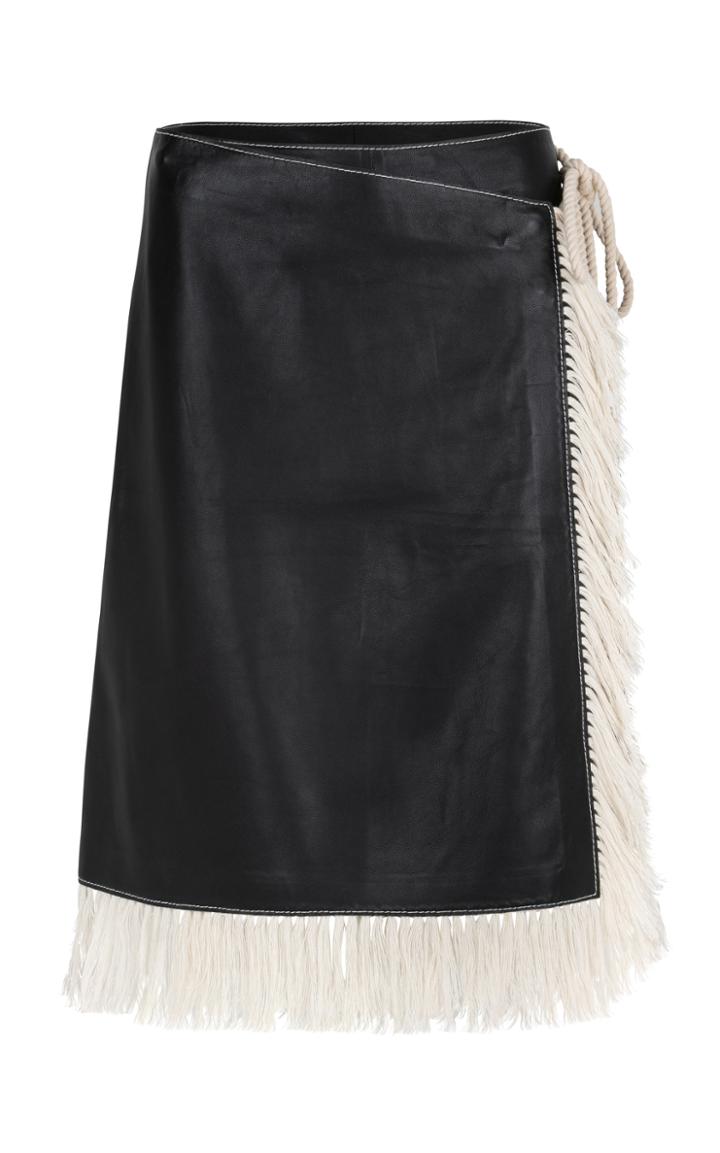 Moda Operandi Stand Studio Evelyn Leather Fringe Skirt Size: 32