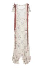Loveshackfancy Queenie Tie-detailed Floral-print Silk Dress