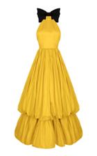 Rasario Tiered Silk Bubble-skirt Gown