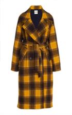 Sea Plaid Double-breasted Wool Coat