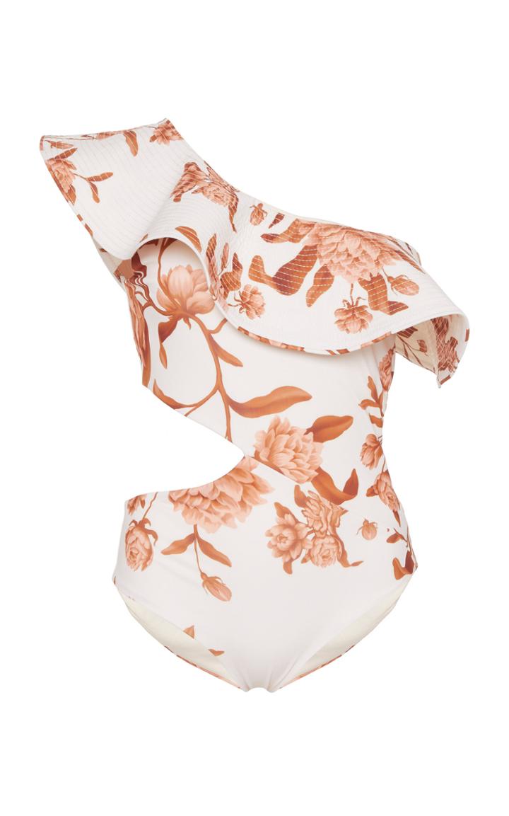Johanna Ortiz Leyenda Tropical One-shoulder Lycra Swimsuit