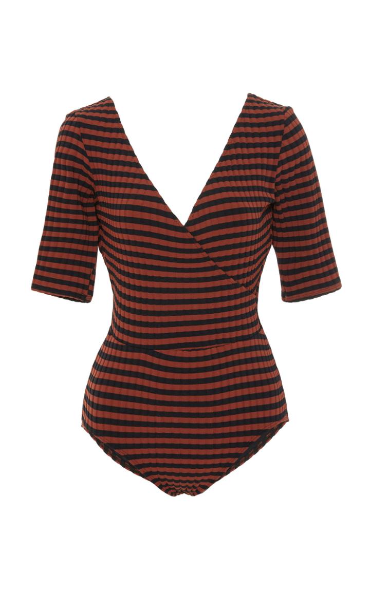 Solid & Striped Alison Ribbed Wrap-effect One-piece Swimsuit