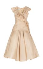Bazza Alzouman Rhea V Neck Gazaar Tea Length Gown