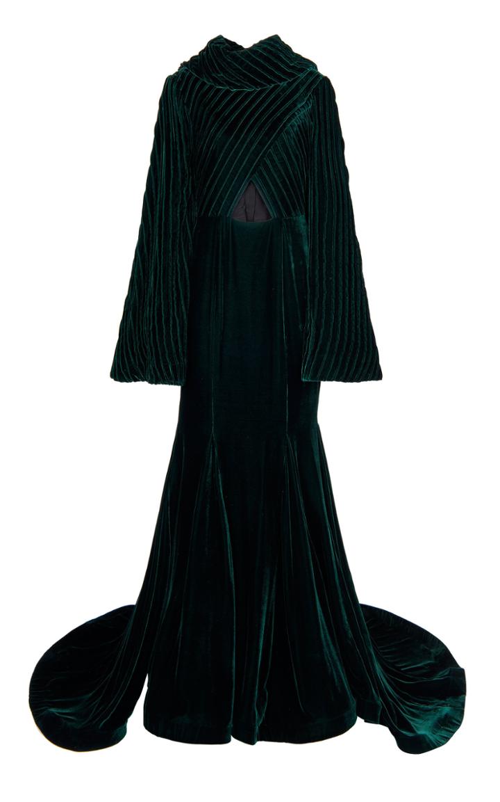 Bazza Alzouman Zahra Velvet Turtleneck Gown