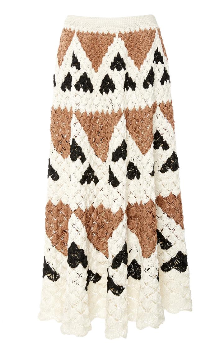 Oscar De La Renta Scalloped Crochet Skirt