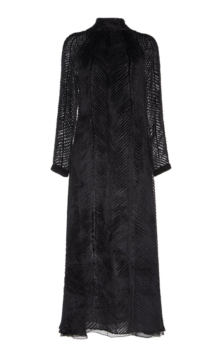 Sandra Mansour Mousseline Velvet Midi Dress