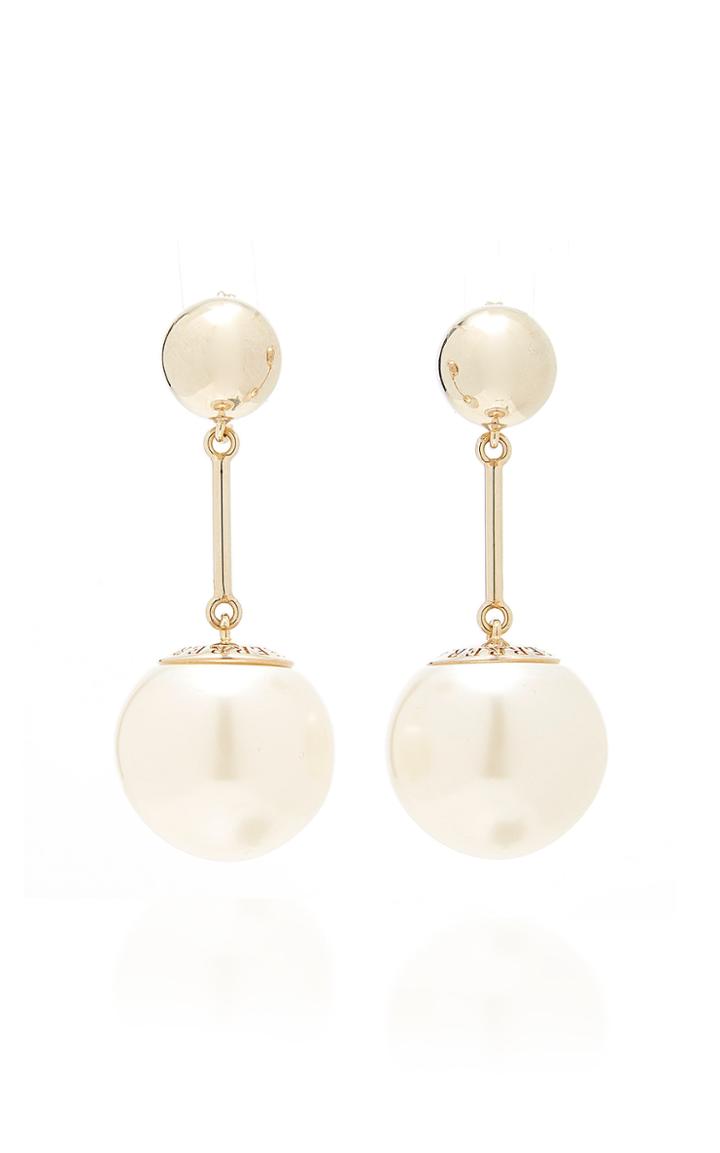 Carolina Herrera Gold-plated And Faux Pearl Drop Earrings