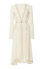 Elie Saab Long Sleeve Lace Inset Sable Dress