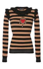Dolce & Gabbana Embellished Striped Cashmere And Wool-blend Sweater