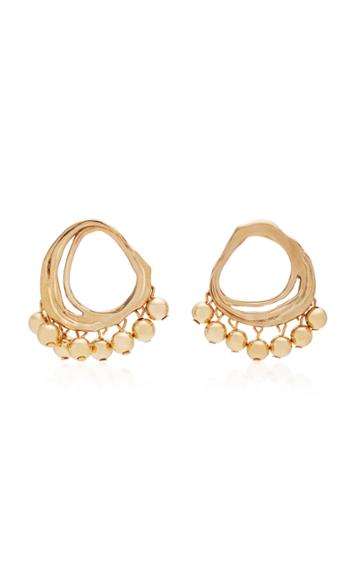 Modern Weaving Beaded Gold-plated Bronze Earrings