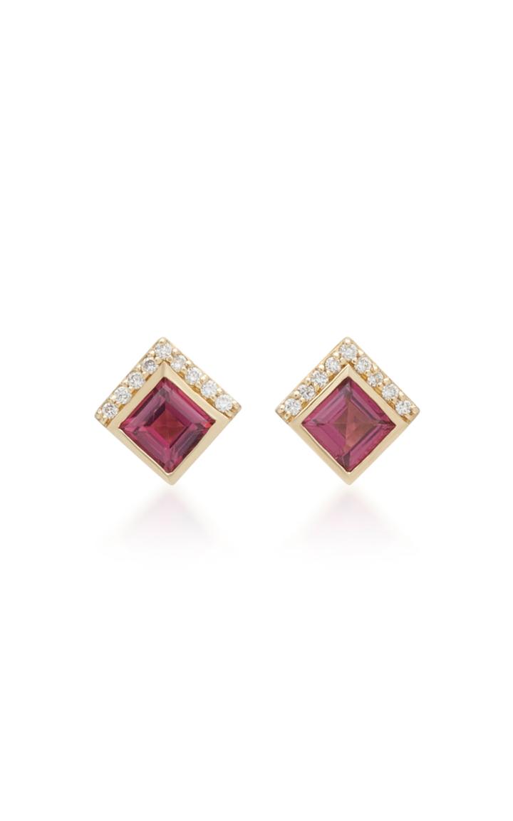 Jane Taylor Rhodolite 14k Yellow Gold Stud Earrings