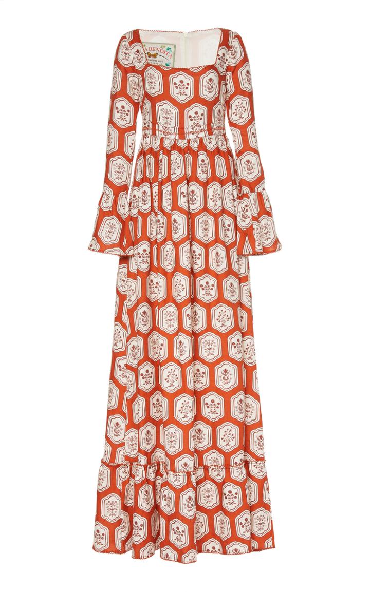 Agua By Agua Bendita Curuba Printed Linen Maxi Dress