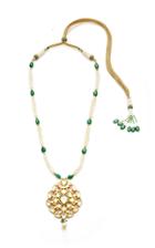 Sanjay Kasliwal 22k Gold Ruby Diamond And Pearl Raj Pendant