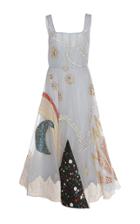 Sandra Mansour Margaret Embroidered Midi Dress
