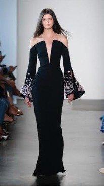 Pamella Roland V-neck Longsleeve Black Dress
