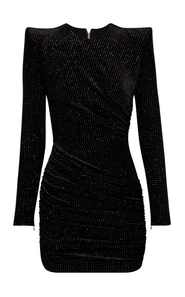 Alex Perry Raine Glittered Velvet Mini Dress
