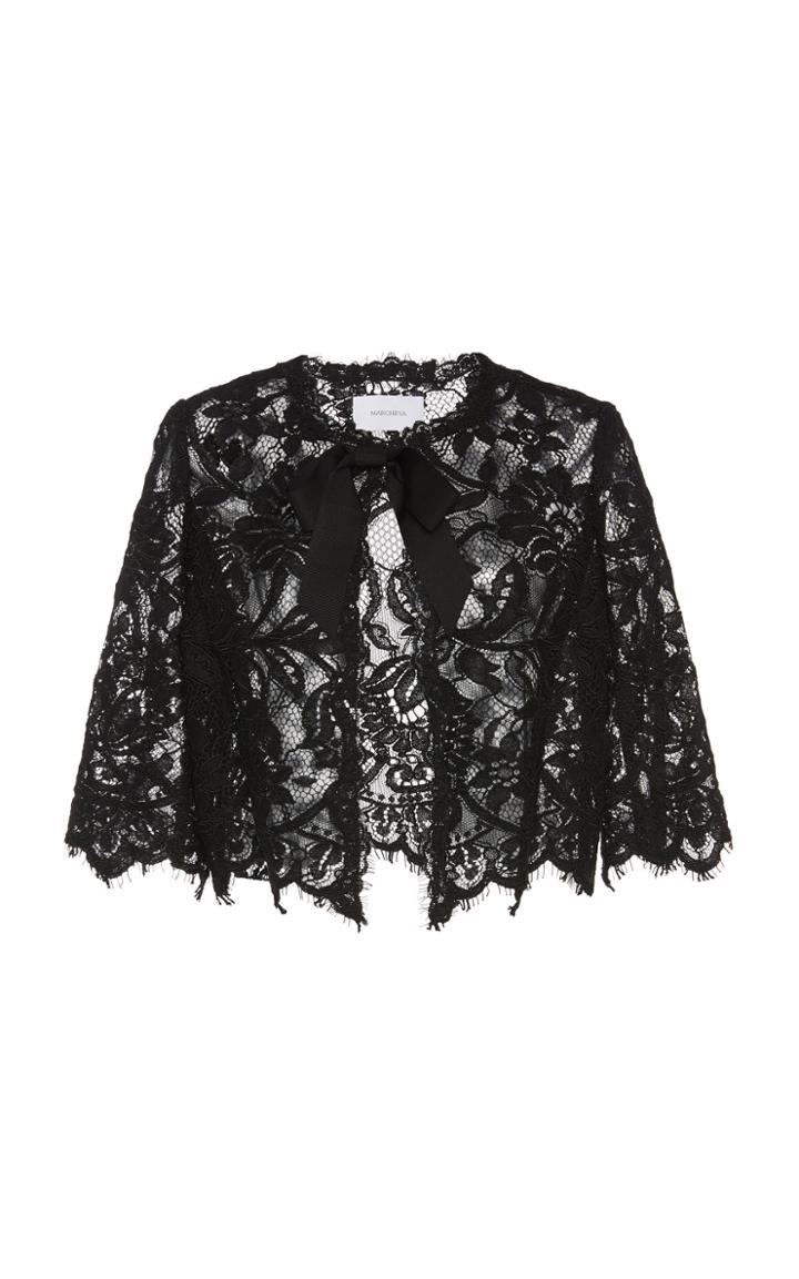 Marchesa Embroidered Lace Crop Jacket